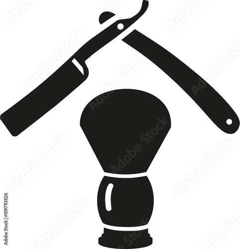 Barbershop razor and shaving brush