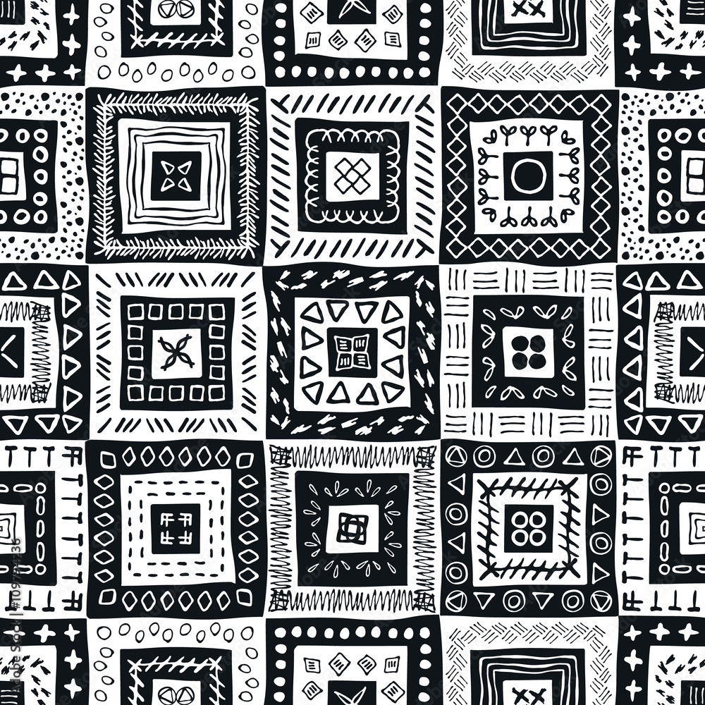 Fototapeta premium Vector hand drawn seamless pattern