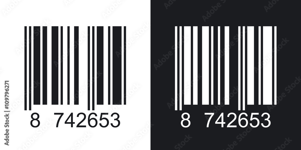 Barcode icon, vector illustration. Two-tone version on black and Barcode icon, vector illustration. Two-tone version on black and