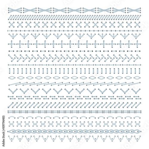 Set of vector embroidery stitch pattern brushes