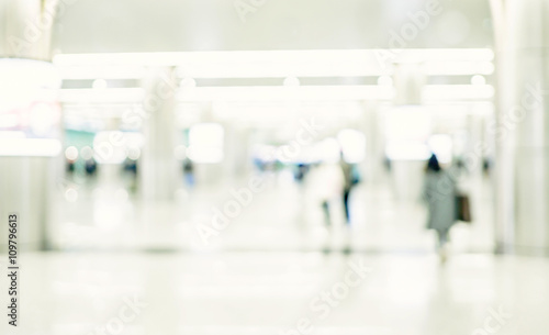 Blurred background, Hallway of transport station with bokeh ligh