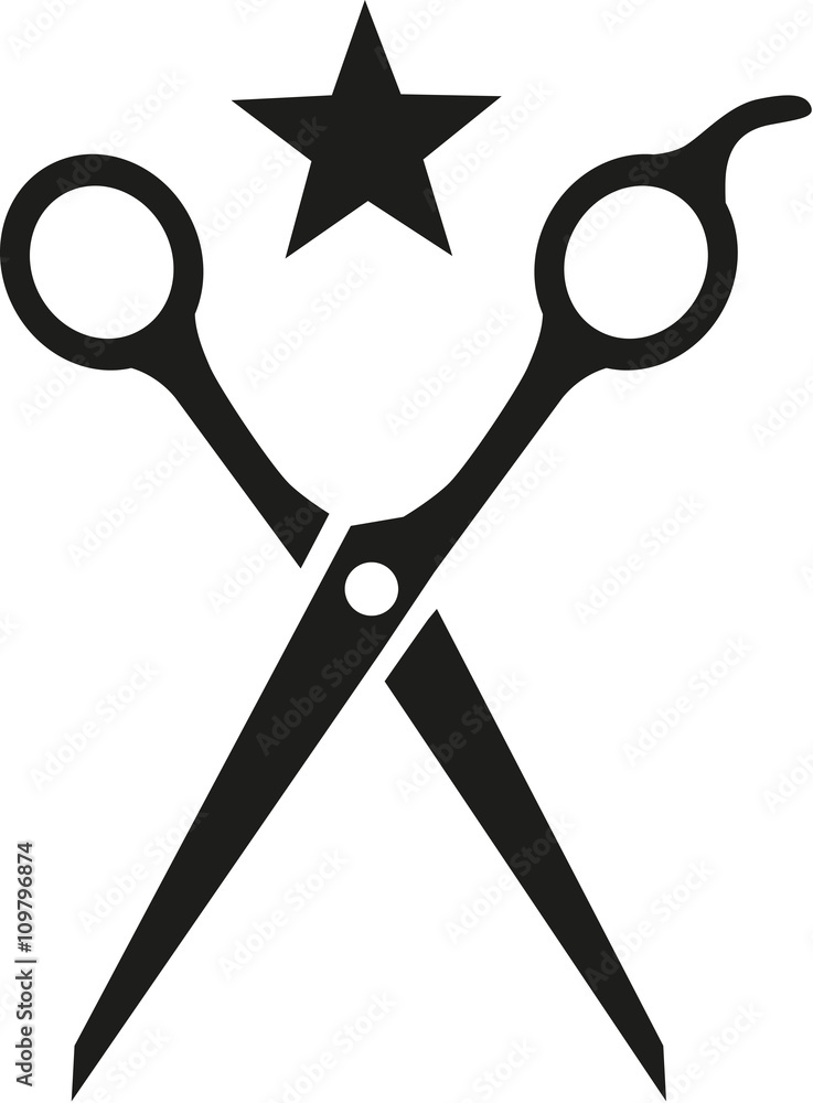 Hairdresser scissor with star Hairdresser scissor with star