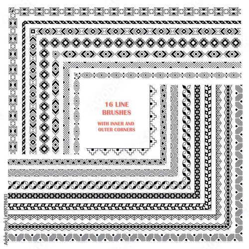 Vector set of decorative pattern brushes