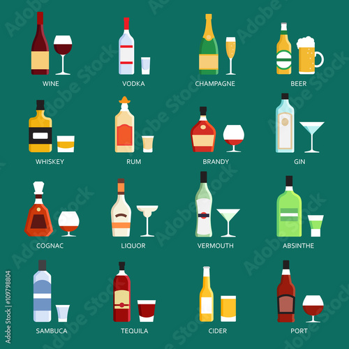 Alcohol bottles icons