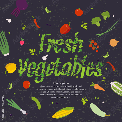 Fresh vegetables, background for menu or poster.