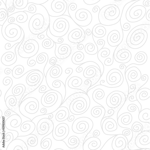 Abstract hand drawn floral curls seamless vector pattern