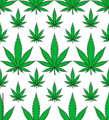 Medical marijuana leafs seamless vector background pattern © Defokes