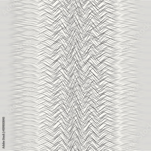 Hand drawn abstract irregular sound waves monochrome illustratio