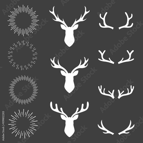 collection set deer head and sunburst