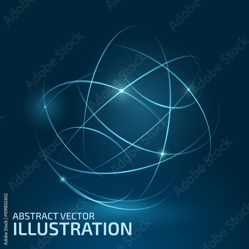 Digital blue lines. Color technology sphere illustration. Modern glowing shape design with glow point. 3d connection. © nick76