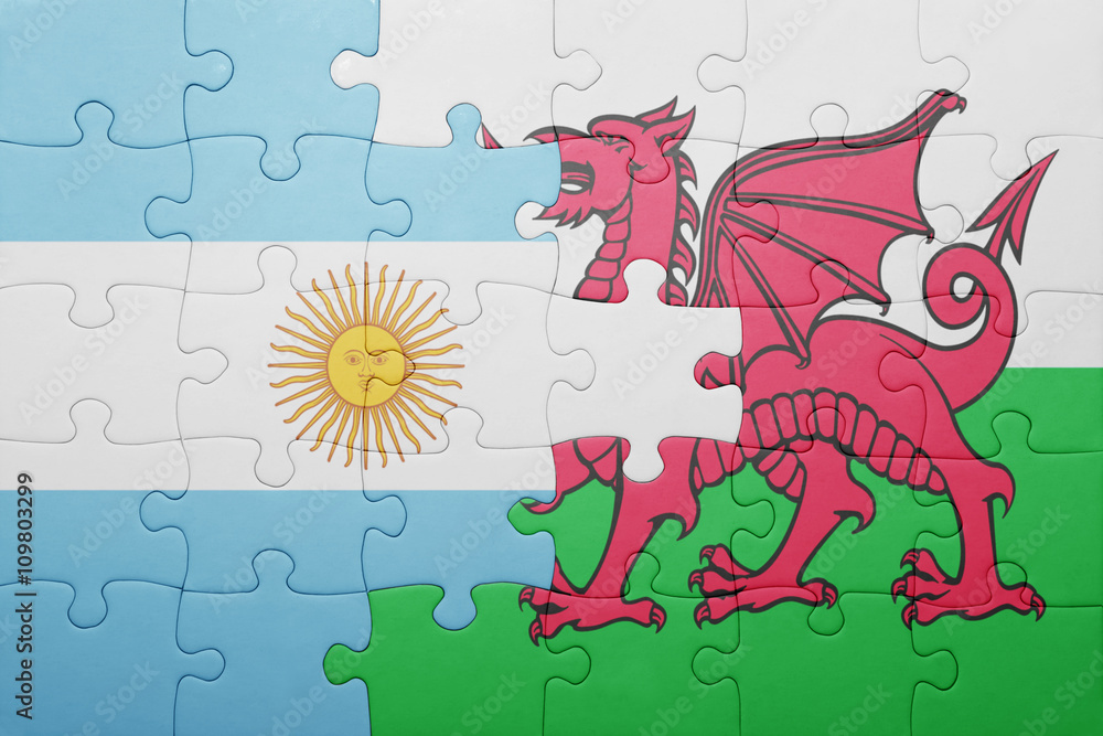 puzzle with the national flag of wales and argentina puzzle with the national flag of wales and argentina