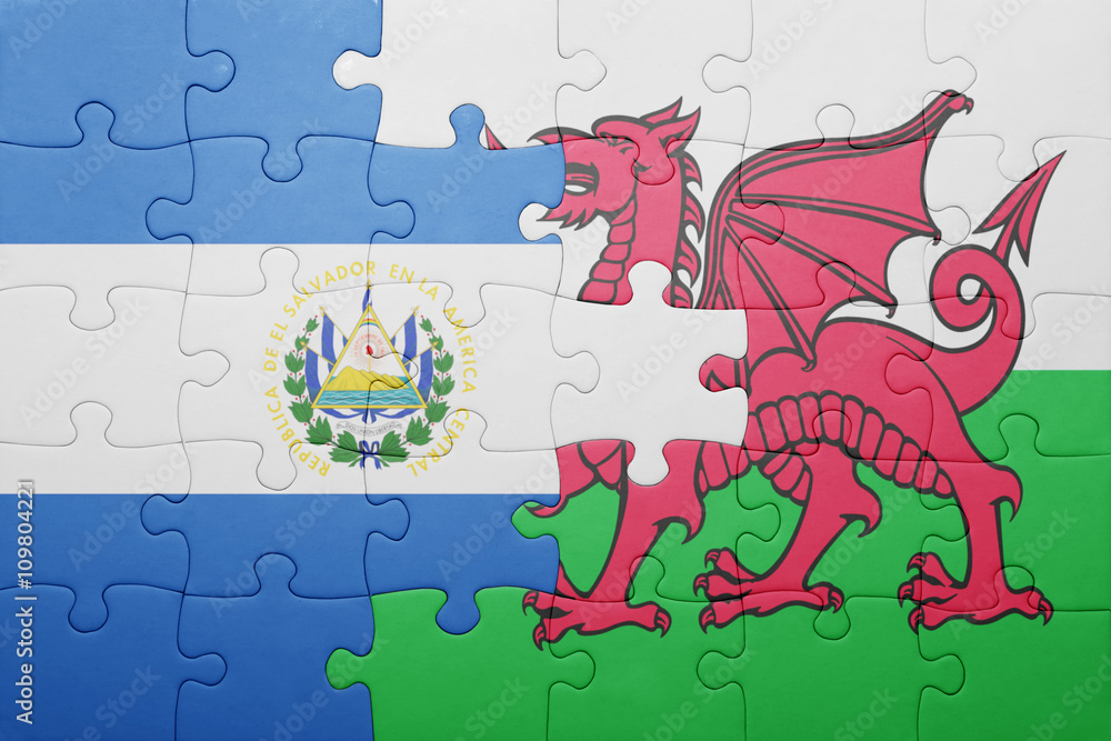 puzzle with the national flag of wales and el salvador puzzle with the national flag of wales and el salvador
