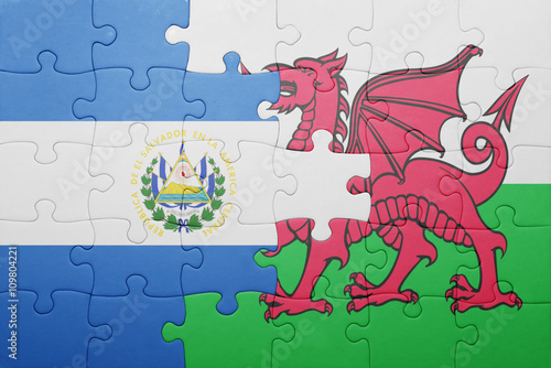 puzzle with the national flag of wales and el salvador