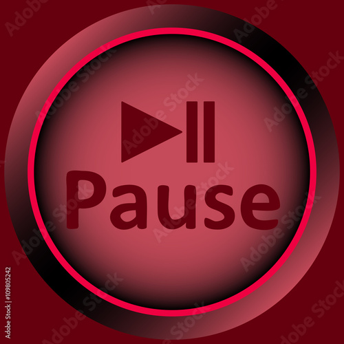 Icon red word pause and symbol