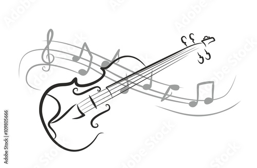 A violin sketch with notes. 