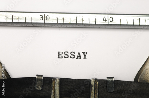 word essay typed on old typewriter photo