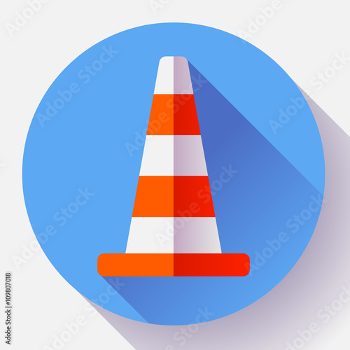 Traffic cone color icon. under construction symbol. Flat design style.