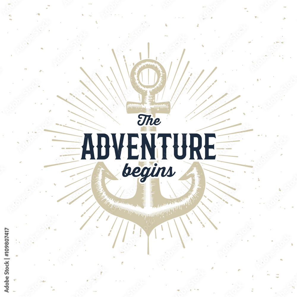 Adventure begins gold anchor