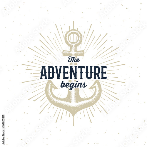 Adventure begins gold anchor