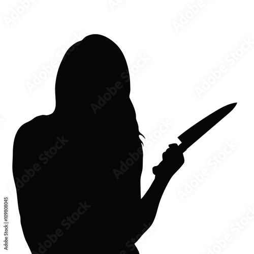 girl silhouette with knife illustration