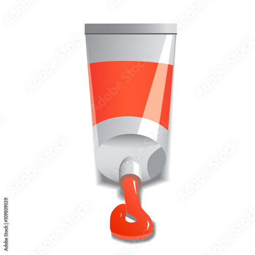 This is an illustration of red paint tube