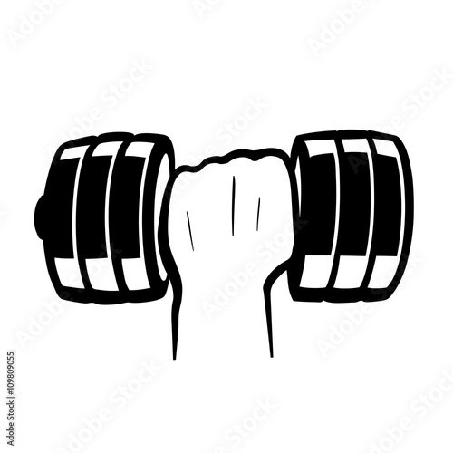 This is an illustration of a hand with dumbbell