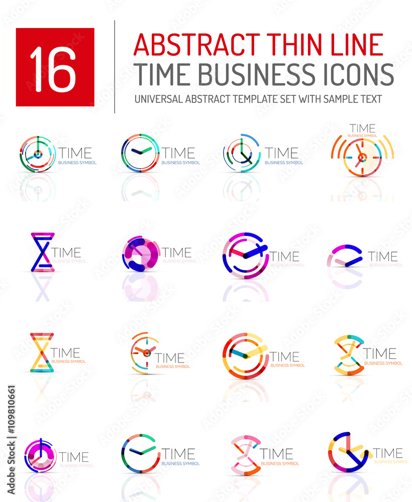 Geometric clock and time icon set Geometric clock and time icon set
