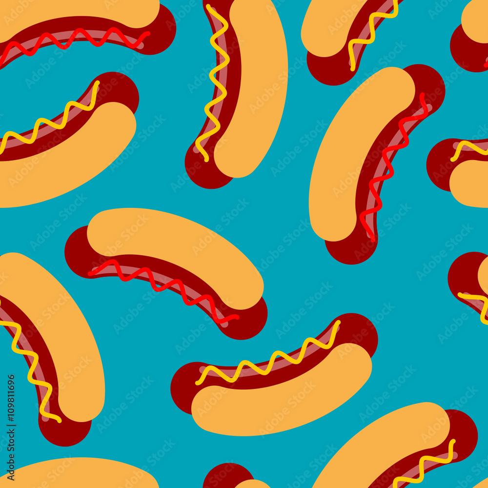 Hot dog pattern. Sausage roll and seamless ornament. Sausage and Hot dog pattern. Sausage roll and seamless ornament. Sausage and