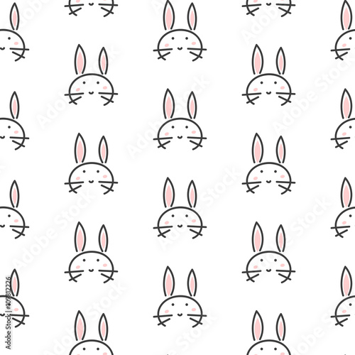 Bunny stylized line fun seamless pattern for kids and babies. Cute animal fabric design for textile linen and apparel in scandinavian simple style.