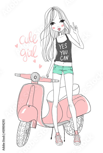 girl with scooter