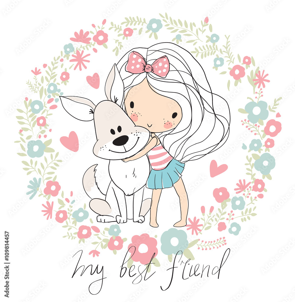 cute girl with dog cute girl with dog