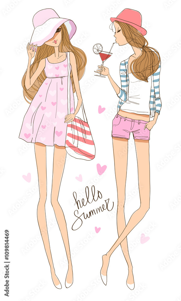 Beautiful romantic girl/sea-themed illustration Beautiful romantic girl/sea-themed illustration