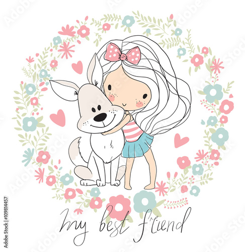 cute girl with dog