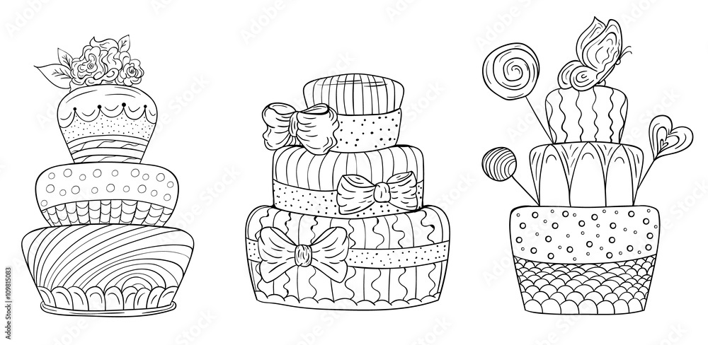 Vector sketch of big cakes.