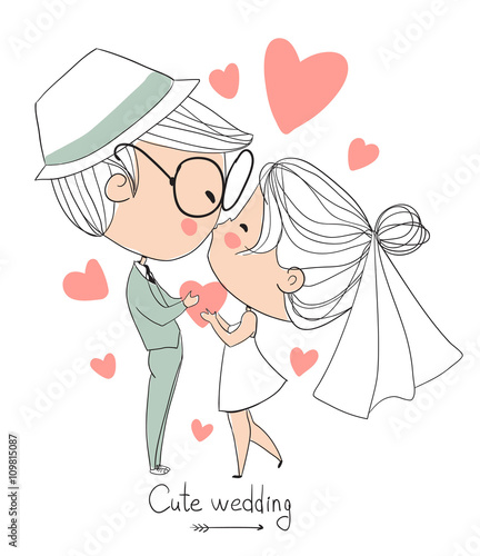 Wedding card. Bride and groom