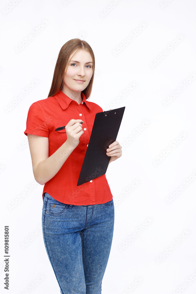 Portrait of beautiful woman in red Portrait of beautiful woman in red