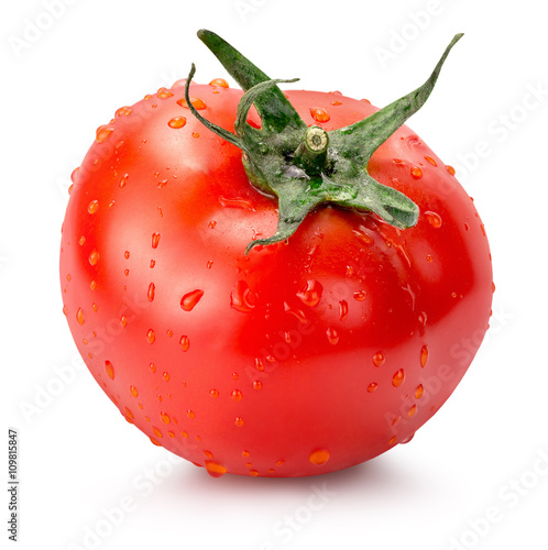 tomato with water drops isolated on a white background