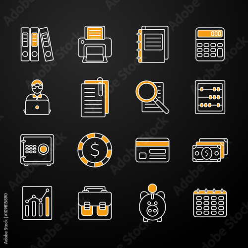 Accauntant Linear Flat Icon Set