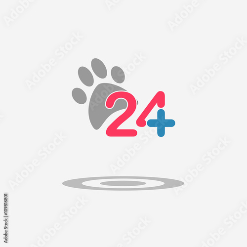 Twenty four available medical help icon. Veterinary. Flat trendy modern vector illustration