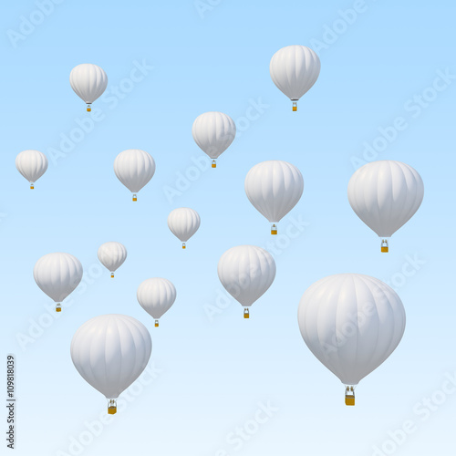 White air ballon on sky background.