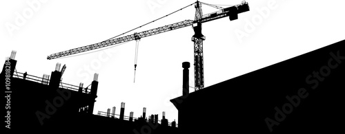 Vector's silhouette of crane on building