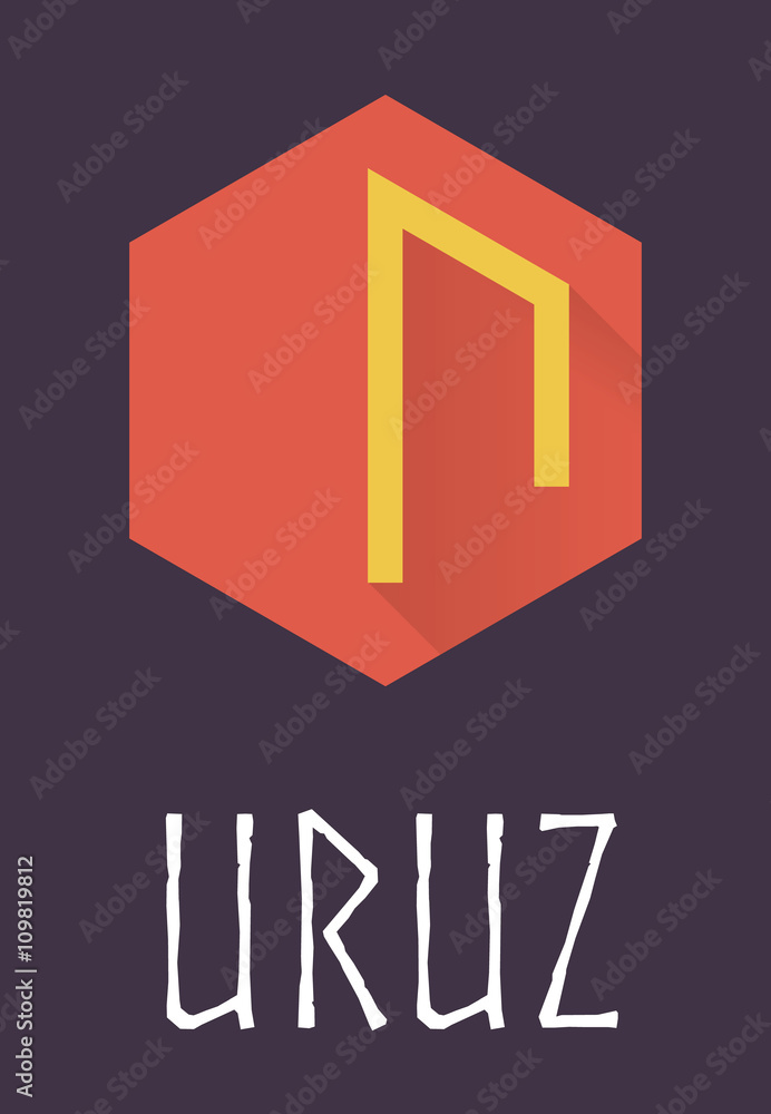 Uruz rune of Elder Futhark in trend flat style. Uruz rune of Elder Futhark in trend flat style.