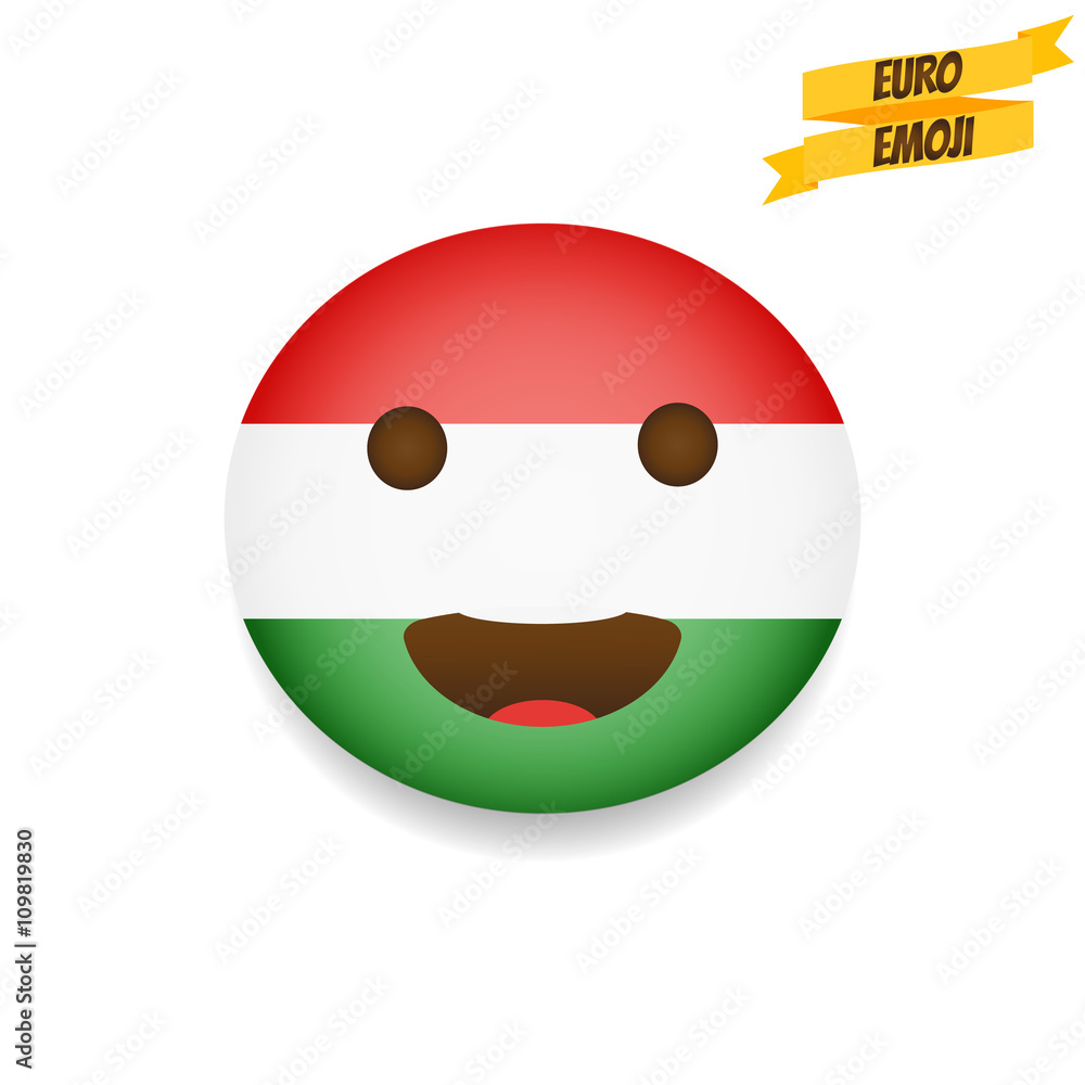 Euro emoji. Hungary Flag Emoticon. Emoticon sport fan. Emoji isolated. Stock Illustration