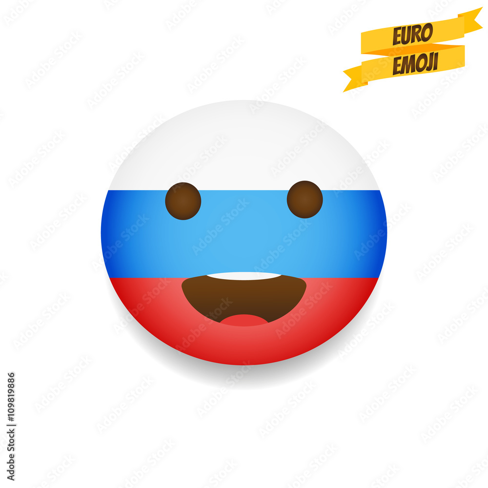 Russia Federation Smiley Face Emoji Flag 5'x3' (150cm x 90cm) - Woven  Polyester