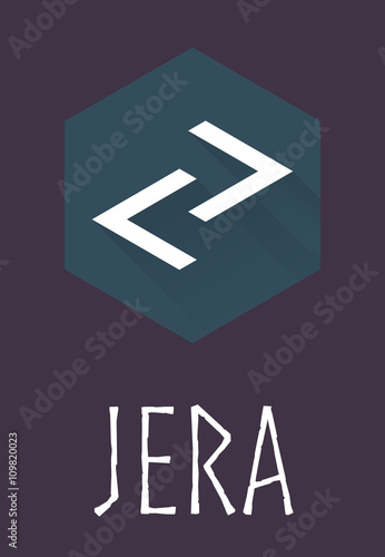 Jera rune of Elder Futhark in trend flat style.