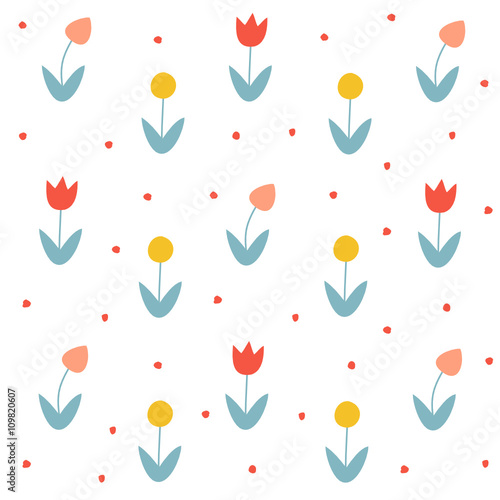 Seamless floral pattern with tulips