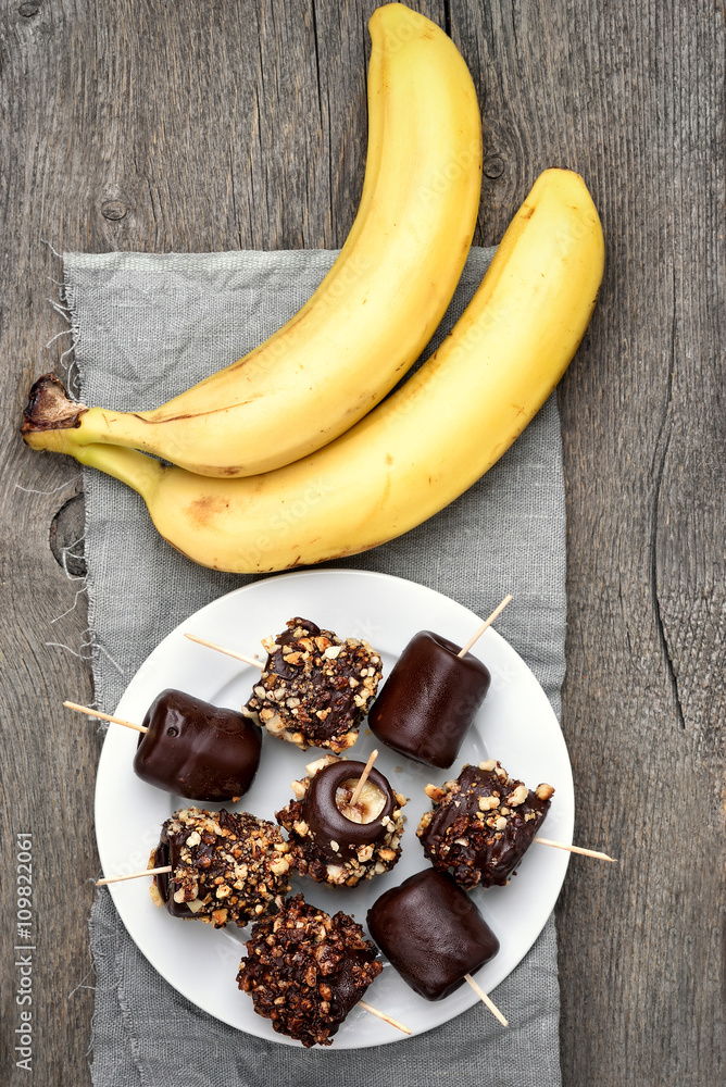 Frozen banana and fresh fruits Frozen banana and fresh fruits