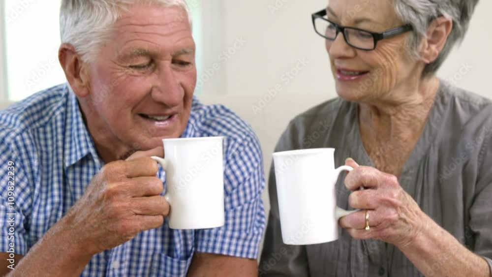 Happy senior couple toasting together Happy senior couple toasting together