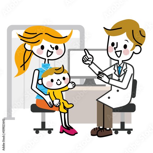 母子　診察　笑顔