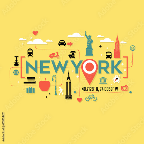 New York City icons and typography design for cards, banners, tshirts, posters